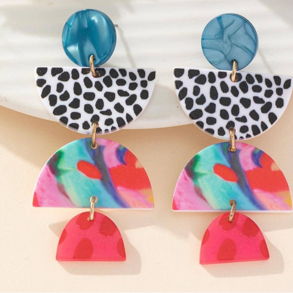 Colorful Geometric Dangle Earrings